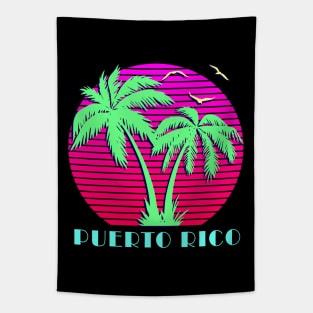 Puerto Rico Palm Trees Sunset Tapestry