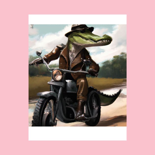 Crocodile on motorcycle by Clothes Design On Demand