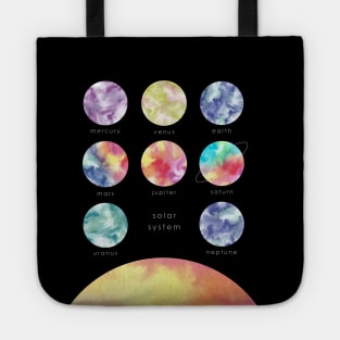 Minimalist Watercolors Solar System Tote