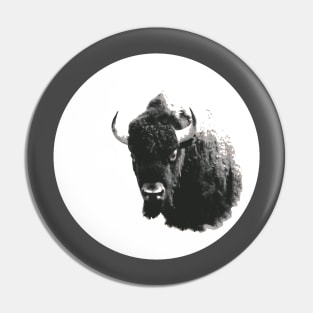 American Bison Spirit Animal Black and White Pin