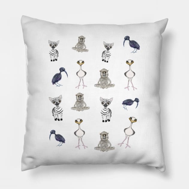 The BabaKarooZoo Cute Animals Team Pillow by cheriedirksen