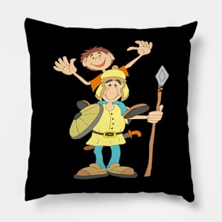 medieval soldier playing with the child Pillow