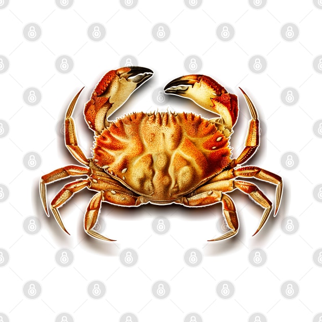 Crab drawing in vintage style by Marccelus