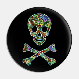 Neon Skull and Crossbones Pin