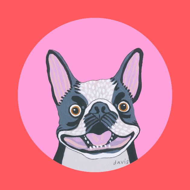 Smiling Boston Terrier Dog by jenniferdavisart