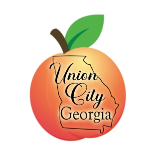 Union City Georgia State Outline on Peach T-Shirt