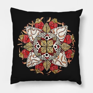 Ribbon and Hearts Mandala Pillow