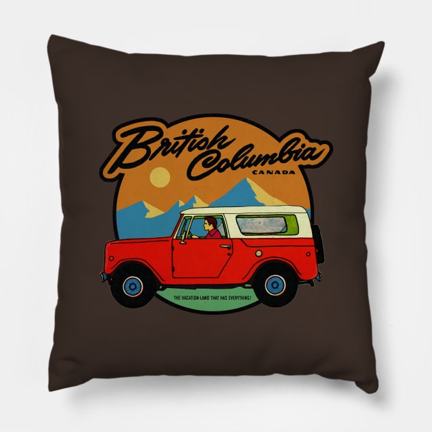 Vintage British Columbia Tourism Pillow by Kujo Vintage