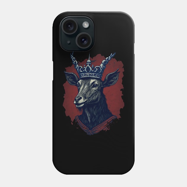 Goat King With Crown Phone Case by K3rst