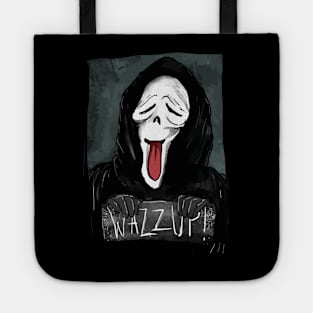 Ghost face wazzup Tote