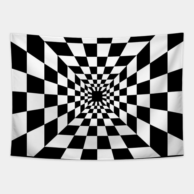 Psychedelic tunnel. Optical illusion. Black and white. Tapestry by Ideas Design