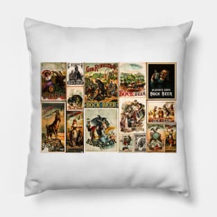 Vintage Bock Beer Posters Collage Pillow