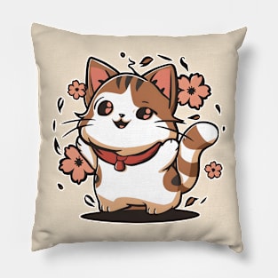 Carefree Kawaii Cat Pillow
