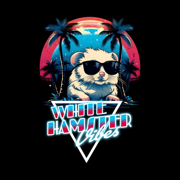 Retro Wave White Hamster Vibes Shirt by Miami Neon Designs