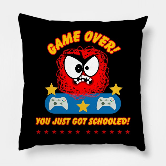 Game Over! you just go schooled! sibling rival on the x-box Pillow by Shean Fritts 