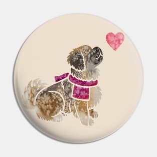 Tibetan Spaniel watercolour Pin