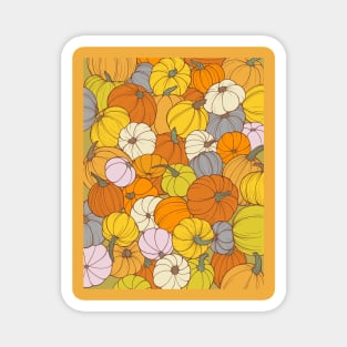 I Love Pumpkins, A Collage of Colorful Fall Pumpkins Magnet