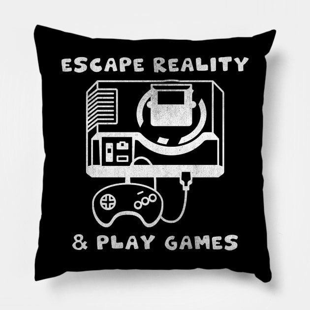 Escape Reality And Play Games - Vintage Gaming Console Illustration Pillow by StreetDesigns