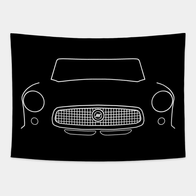 Classic 1950s Nash Metropolitan car white outline graphic Tapestry by soitwouldseem