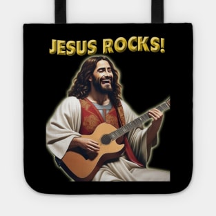 Jesus Rocks Jesus Playing Guitar Share Your Faith Christian Tote