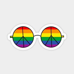 Rainbow gay pride flag peace sign sunglasses Magnet