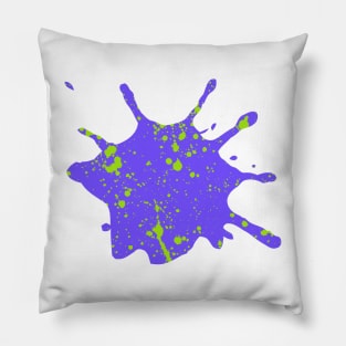 Purple and Neon Green Paint Splatter Pillow