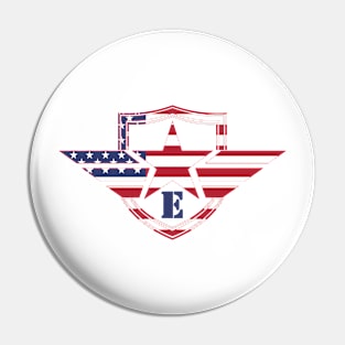 Letter E American Flag Monogram Initial Pin