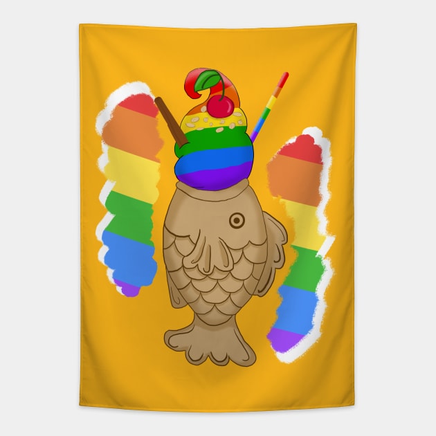 Pride Taiyaki Ice cream-Gay/LGBT flag Tapestry by VixenwithStripes