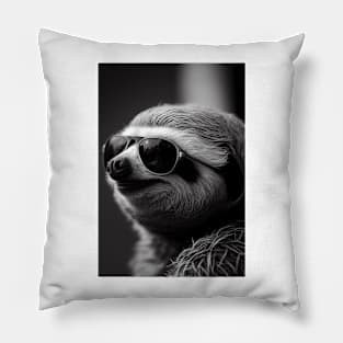 Sloth being cool: A Black and White Portrait Pillow