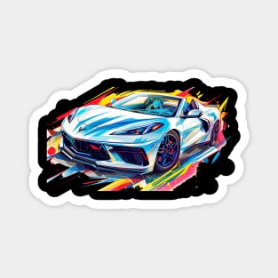 Silver Flare HTC C8 Corvette Supercar Racecar Muscle Car Hardtop Convertible Corvette C8 Color Splash Magnet