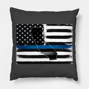 California Thin Blue Line Flag Pillow