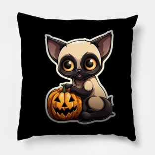 Cute Siamese Cat Lover Funny Halloween Siamese Cat Pillow