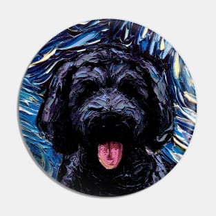 Black Goldendoodle Night (Portrait) Pin