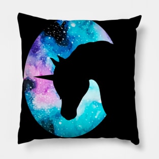 Galaxy Unicorn Head Silhouette Pillow