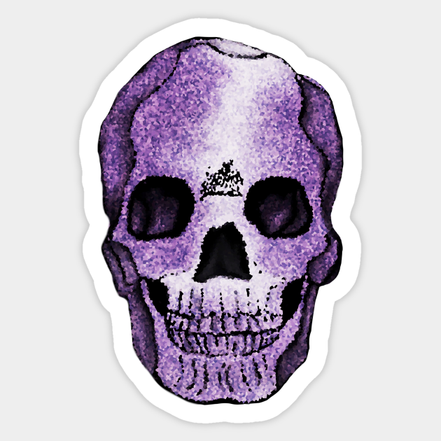 Pixelated Purple Skull Art - Skull - Sticker | TeePublic