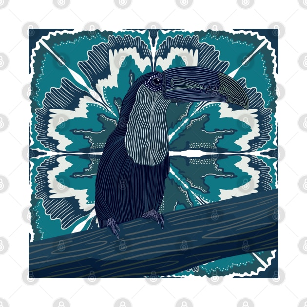 Blue Modern Abstract Toucan Bird by Suneldesigns