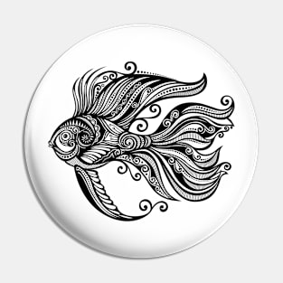 Black and White Print of Exotic Fish Pin