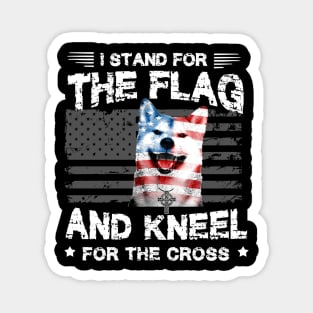 Shiba Inu Dog Stand For The Flag Kneel For Fallen Magnet