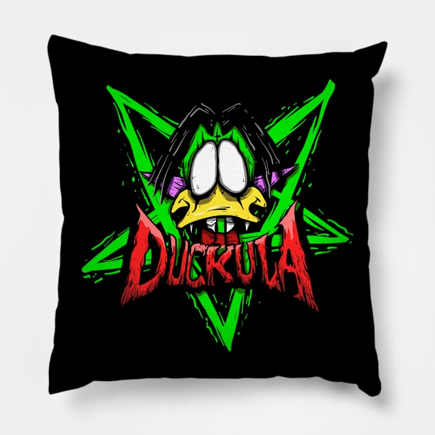 POSSESSED DUCKULA Pillow by RatBag