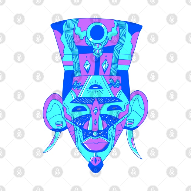 Blue African Mask 6 by kenallouis