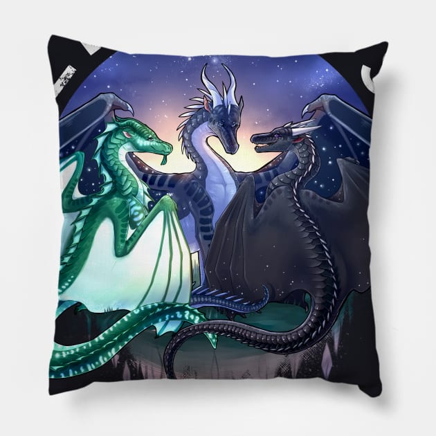 Wings of Fire - Legends - Fathom, Darkstalker, Clearsight Pillow by Biohazardia