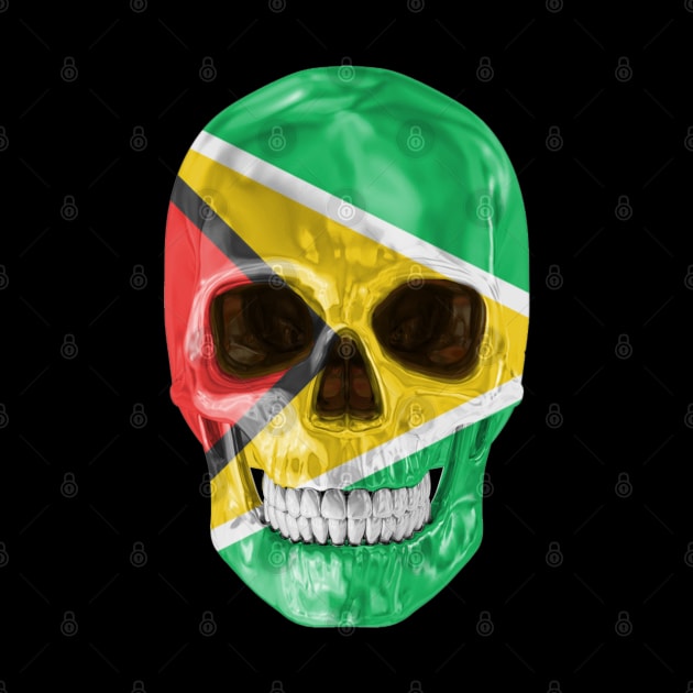 Guyana Flag Skull - Gift for Guyanese With Roots From Guyana by Country Flags