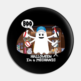 BOO Mechanic dressed as a GHOST - Ghost cute Halloween Pin