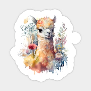 Whimsical Watercolor Llama - Playful and Colorful Illustration Magnet