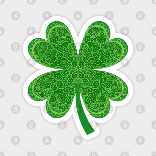 Four Leaf Clover St. Patrick's Day Shamrock Magnet by julieerindesigns