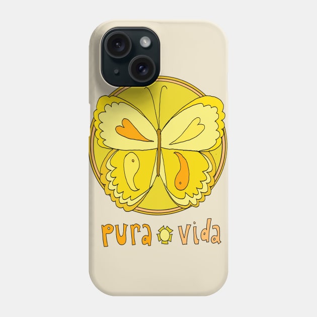 pura vida peaceful butterfly // retro surf art by surfy birdy Phone Case by surfybirdy