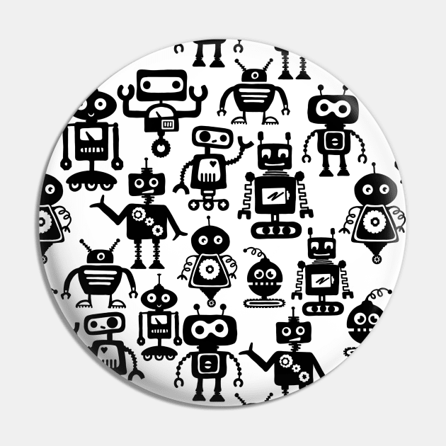 Robot All-Over Print and Sticker Pack Pin by Slightly Unhinged