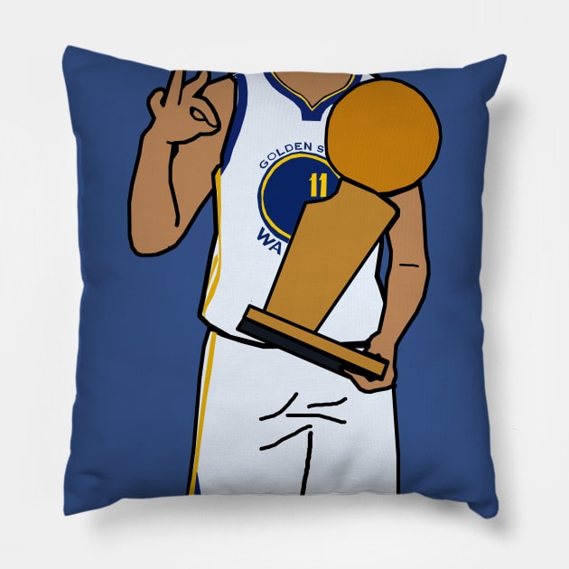 Klay Thompson 3peat Trophy - NBA Golden State Warriors Pillow by xavierjfong