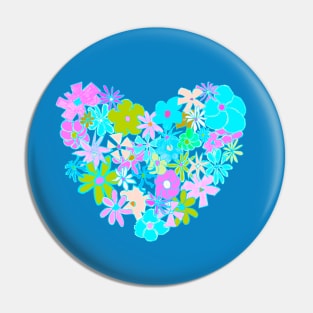 Vintage flower power heart design Pin