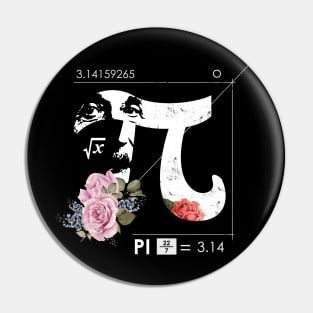 Einstein and flower Pi day symbols Pin